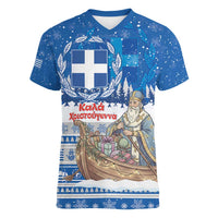 Greece Christmas Women V-Neck T-Shirt Saint Basil Kala Cristouyenna - Wonder Print Shop