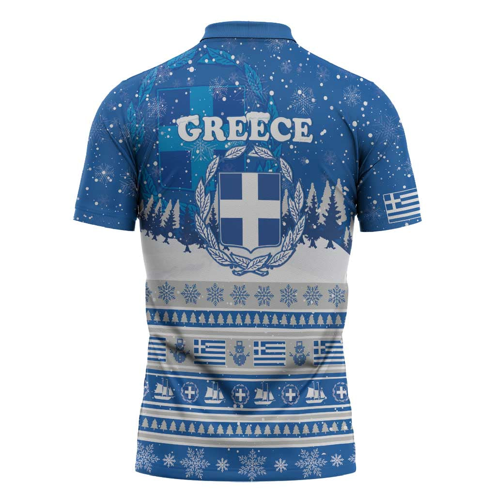 Greece Christmas Zipper Polo Shirt Saint Basil Kala Cristouyenna - Wonder Print Shop