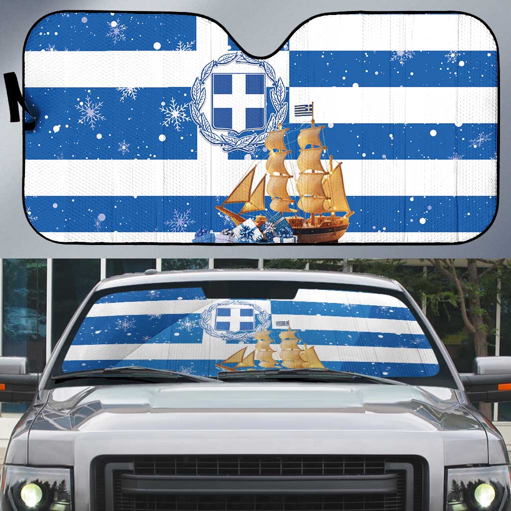 Greece Karavaki Christmas Auto Sun Shade Merry Chirstmas 2025 - Wonder Print Shop