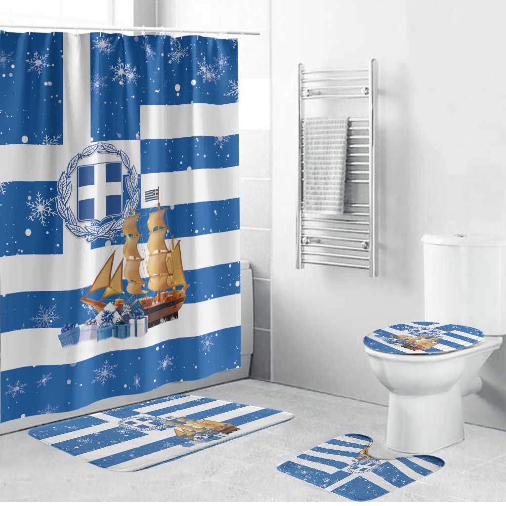 Greece Karavaki Christmas Bathroom Set Merry Chirstmas 2025 - Wonder Print Shop