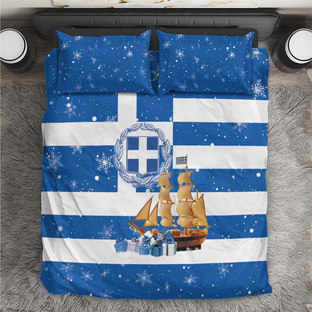Greece Karavaki Christmas Bedding Set Merry Chirstmas 2025 - Wonder Print Shop