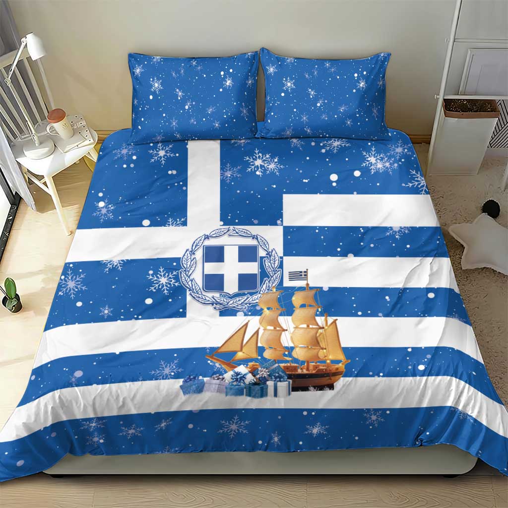 Greece Karavaki Christmas Bedding Set Merry Chirstmas 2025 - Wonder Print Shop