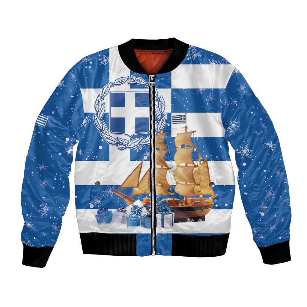 Greece Karavaki Christmas Bomber Jacket Merry Chirstmas 2025 - Wonder Print Shop