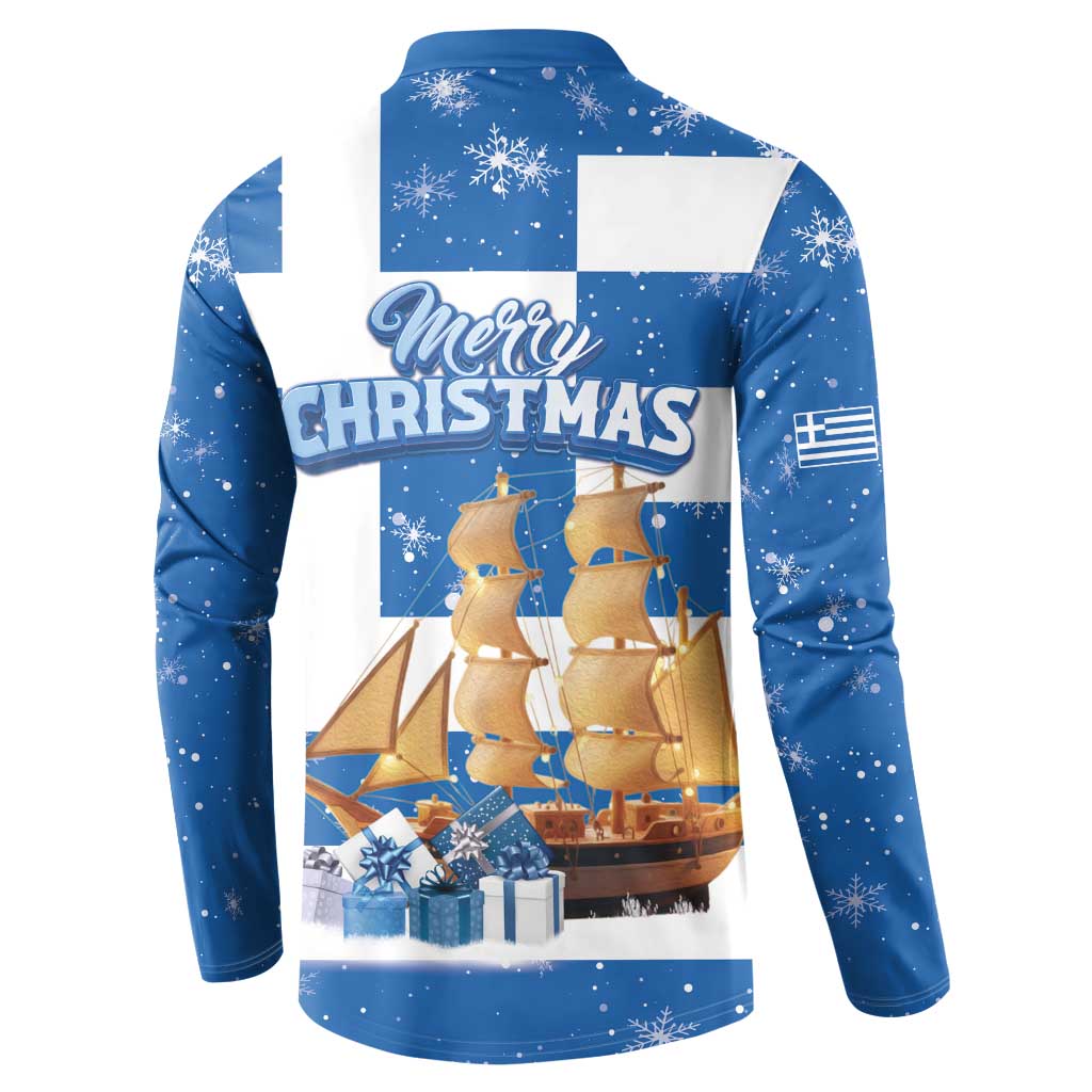 Greece Karavaki Christmas Button Sweatshirt Merry Chirstmas 2025 - Wonder Print Shop