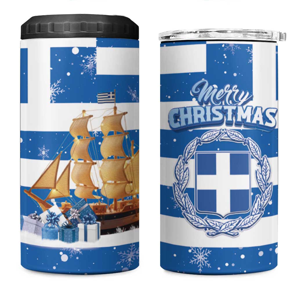 Greece Karavaki Christmas 4 in 1 Can Cooler Tumbler Merry Chirstmas 2025 - Wonder Print Shop