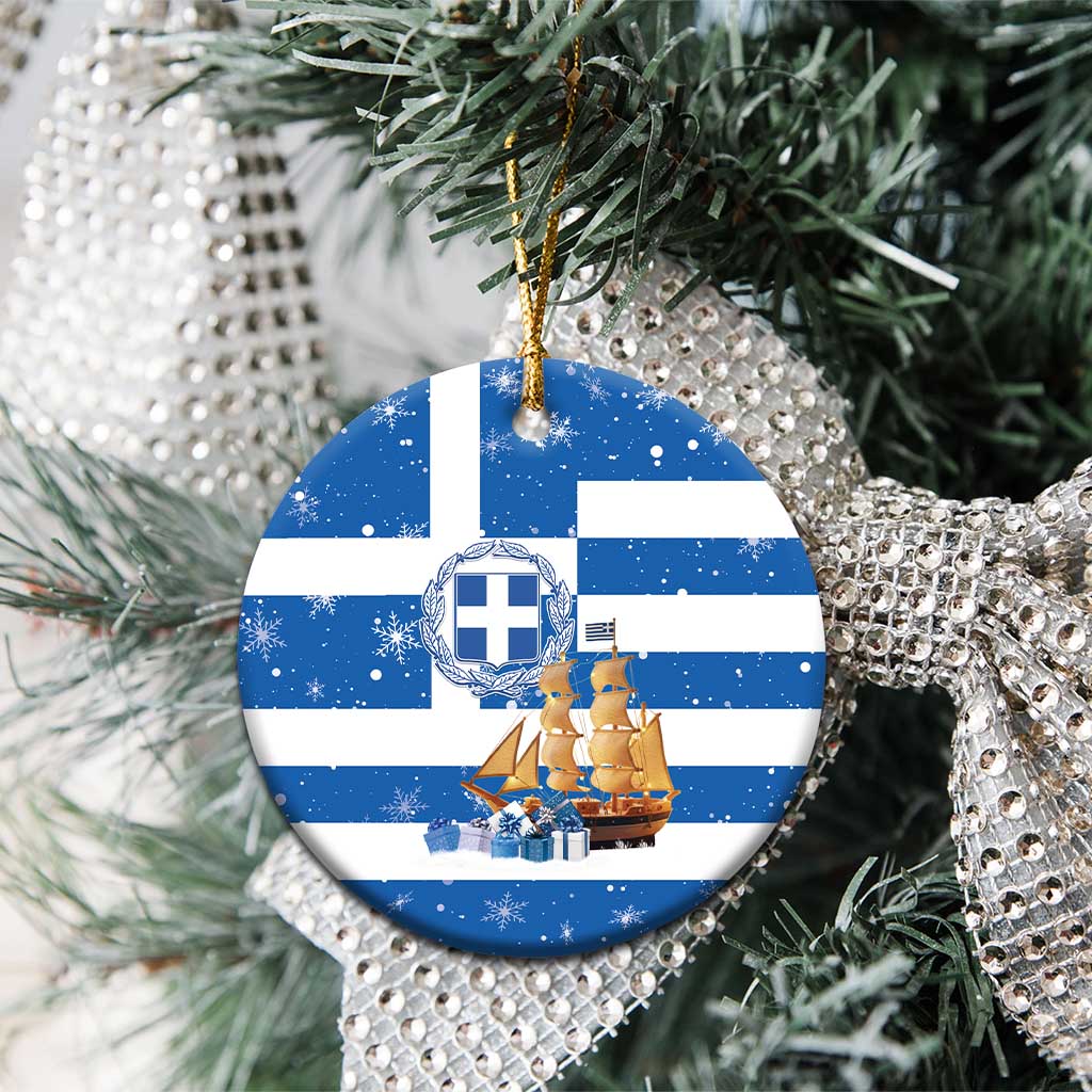 Greece Karavaki Christmas Ceramic Ornament Merry Chirstmas 2025 - Wonder Print Shop