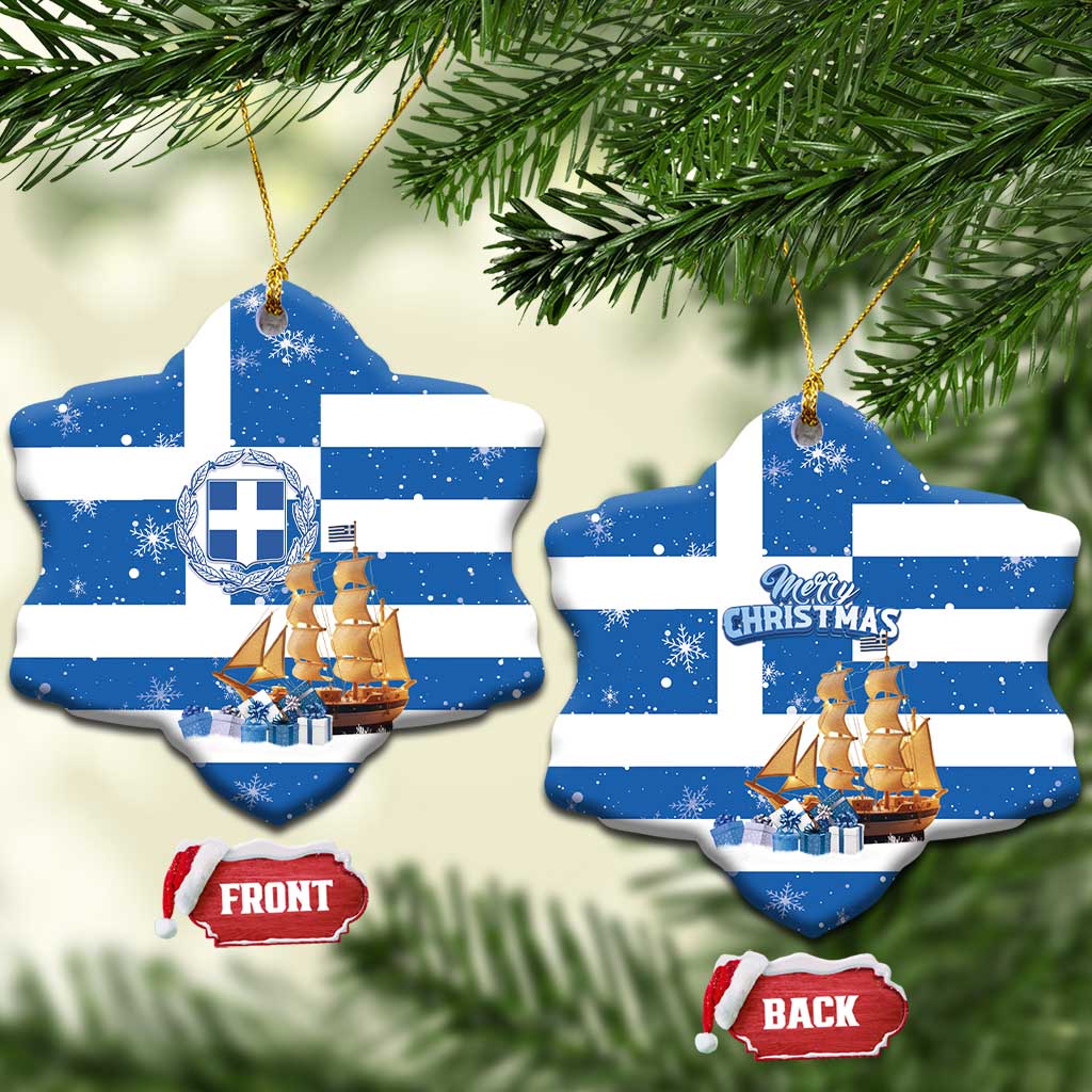 Greece Karavaki Christmas Ceramic Ornament Merry Chirstmas 2025 - Wonder Print Shop