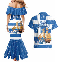 Greece Karavaki Christmas Couples Matching Mermaid Dress and Hawaiian Shirt Merry Chirstmas 2025 - Wonder Print Shop