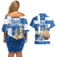 Greece Karavaki Christmas Couples Matching Off Shoulder Short Dress and Hawaiian Shirt Merry Chirstmas 2025 - Wonder Print Shop