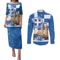 Greece Karavaki Christmas Couples Matching Puletasi and Long Sleeve Button Shirt Merry Chirstmas 2025 - Wonder Print Shop