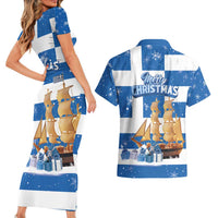 Greece Karavaki Christmas Couples Matching Short Sleeve Bodycon Dress and Hawaiian Shirt Merry Chirstmas 2025 - Wonder Print Shop