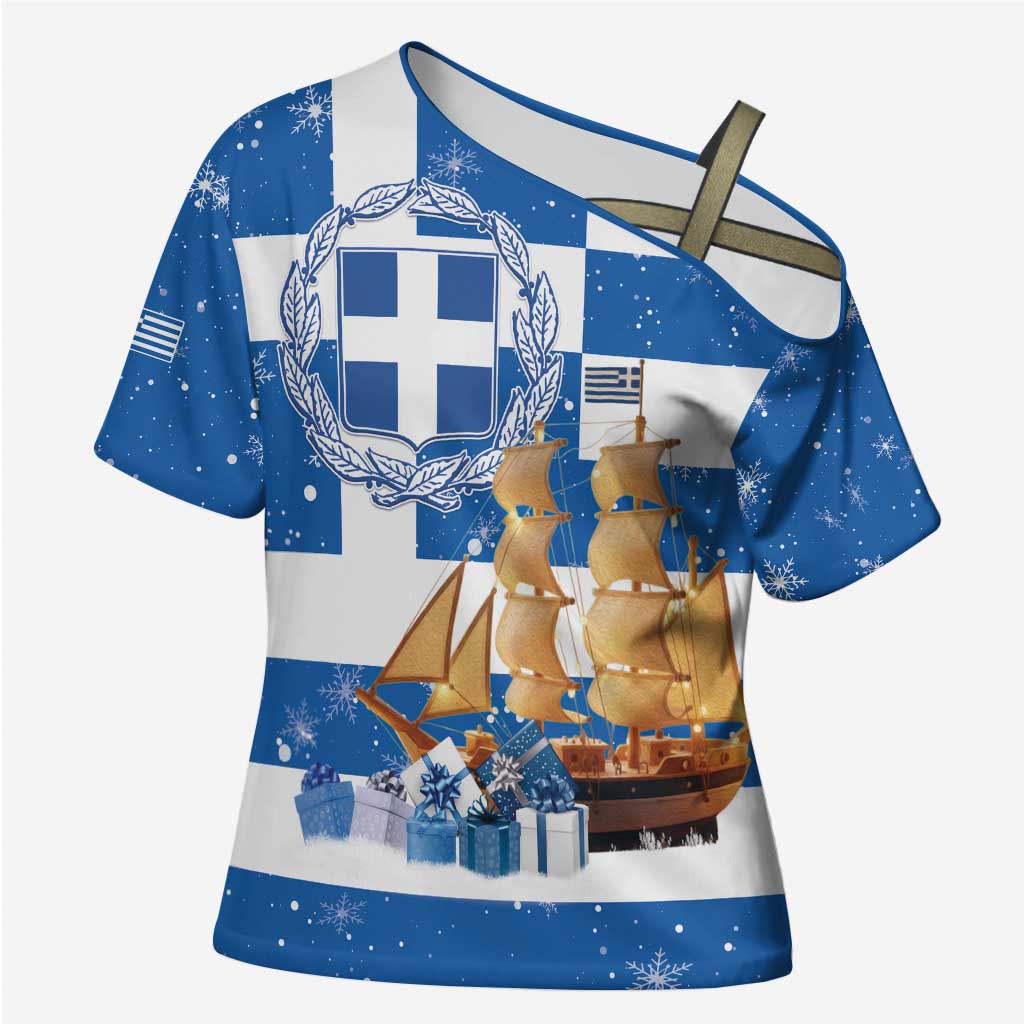 Greece Karavaki Christmas Cross Shoulder Shirt Merry Chirstmas 2025 - Wonder Print Shop
