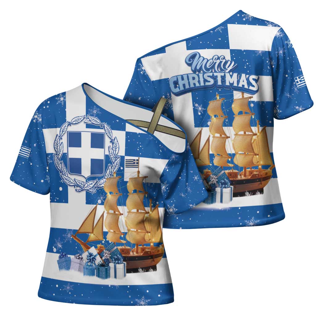Greece Karavaki Christmas Cross Shoulder Shirt Merry Chirstmas 2025 - Wonder Print Shop