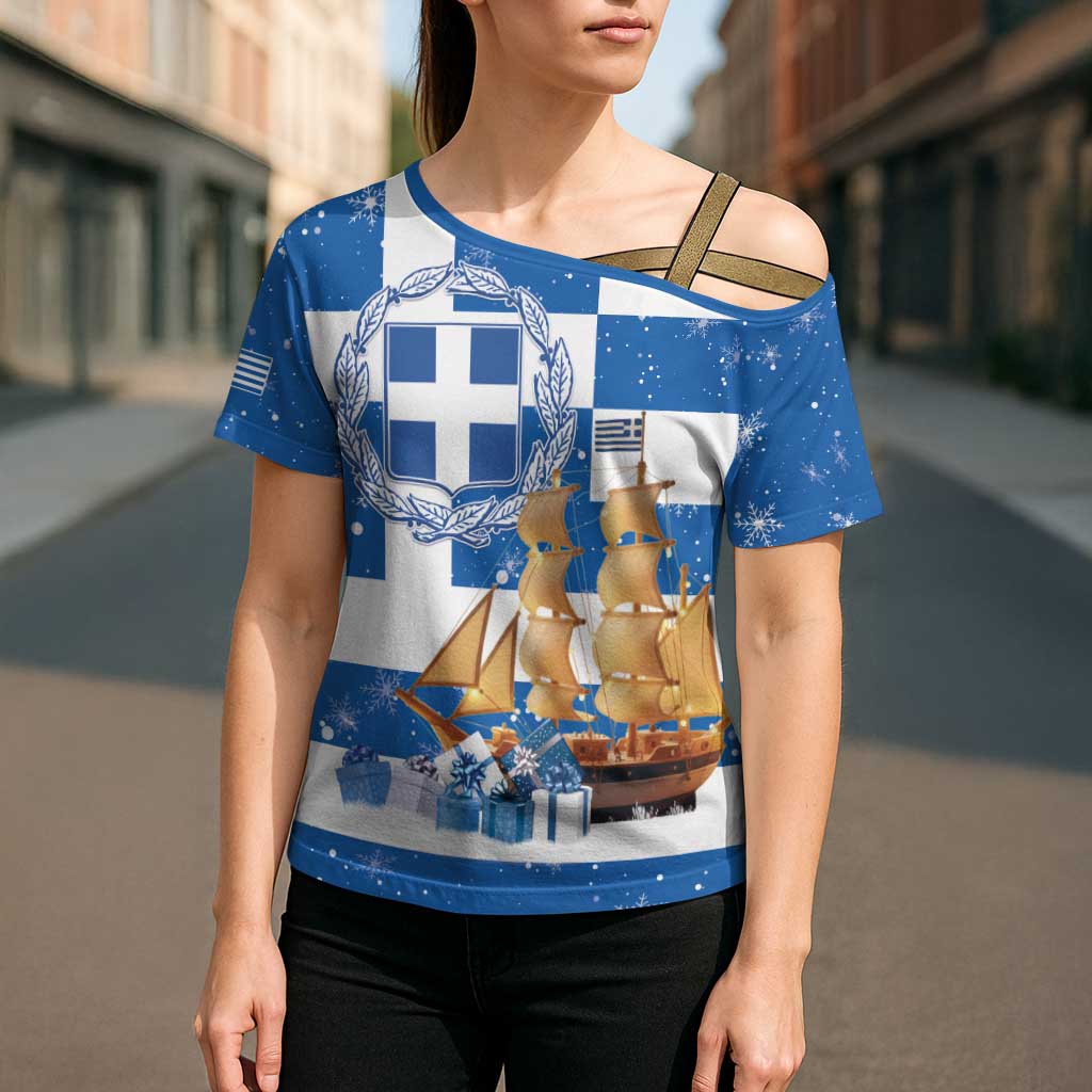 Greece Karavaki Christmas Cross Shoulder Shirt Merry Chirstmas 2025 - Wonder Print Shop
