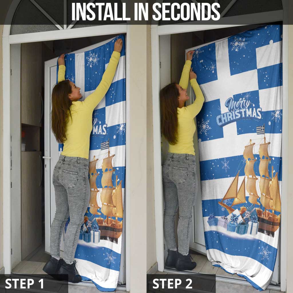 Greece Karavaki Christmas Door Cover Merry Chirstmas 2025 - Wonder Print Shop