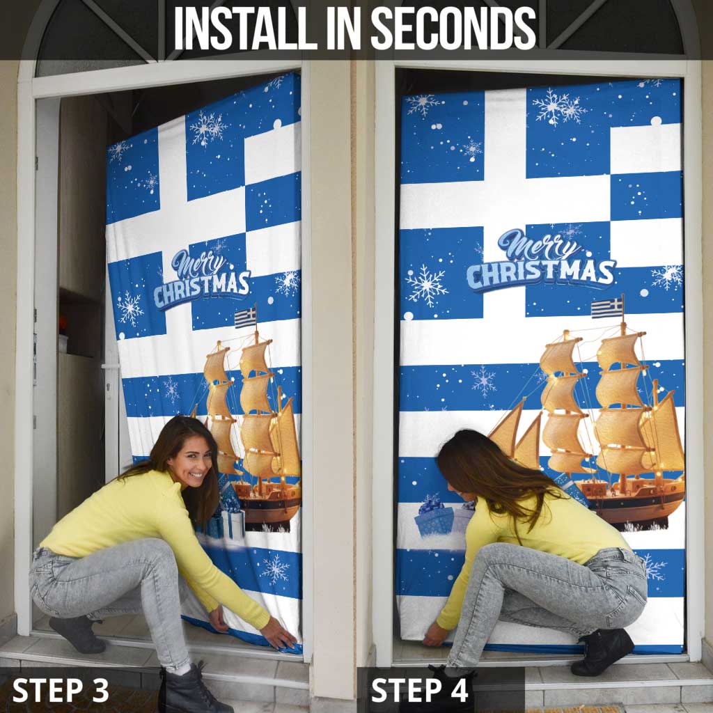 Greece Karavaki Christmas Door Cover Merry Chirstmas 2025 - Wonder Print Shop