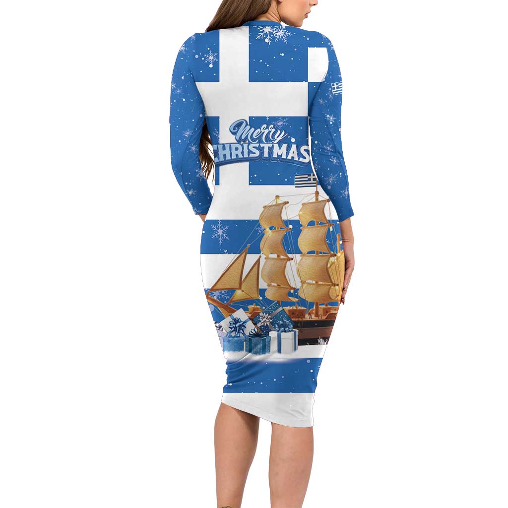 Greece Karavaki Christmas Family Matching Long Sleeve Bodycon Dress and Hawaiian Shirt Merry Chirstmas 2025 - Wonder Print Shop