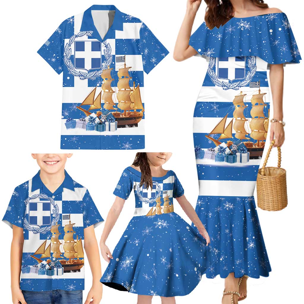 Greece Karavaki Christmas Family Matching Mermaid Dress and Hawaiian Shirt Merry Chirstmas 2025 - Wonder Print Shop