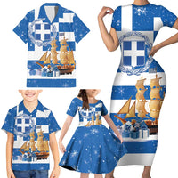 Greece Karavaki Christmas Family Matching Short Sleeve Bodycon Dress and Hawaiian Shirt Merry Chirstmas 2025 - Wonder Print Shop