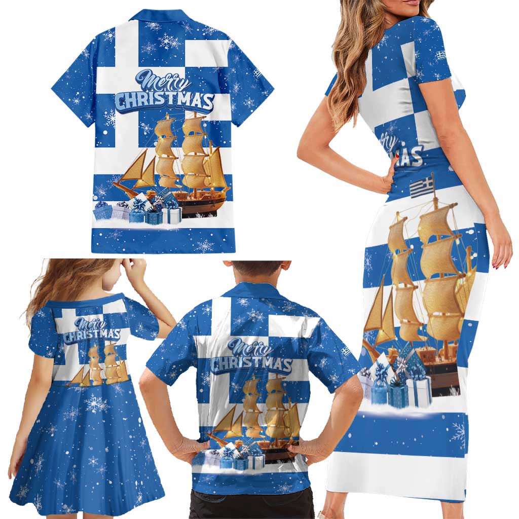 Greece Karavaki Christmas Family Matching Short Sleeve Bodycon Dress and Hawaiian Shirt Merry Chirstmas 2025 - Wonder Print Shop