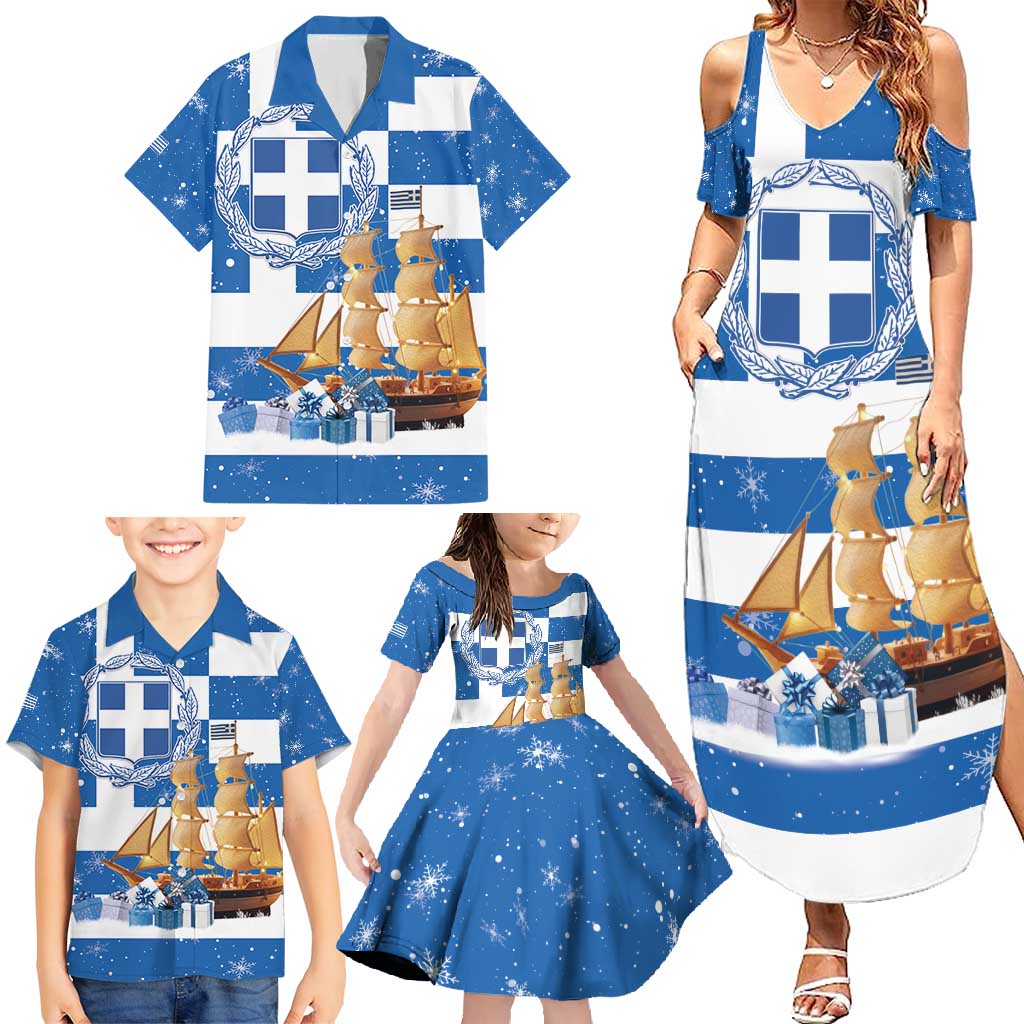 Greece Karavaki Christmas Family Matching Summer Maxi Dress and Hawaiian Shirt Merry Chirstmas 2025 - Wonder Print Shop