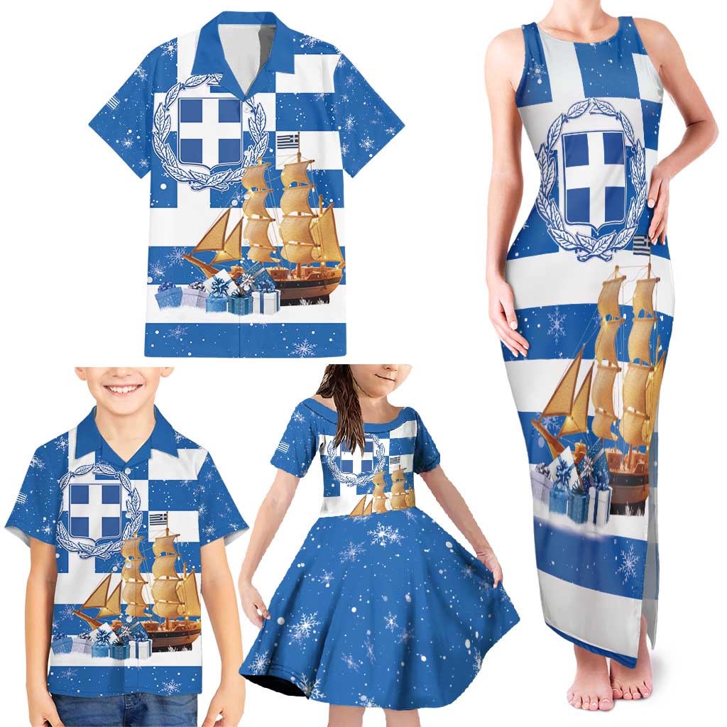 Greece Karavaki Christmas Family Matching Tank Maxi Dress and Hawaiian Shirt Merry Chirstmas 2025 - Wonder Print Shop