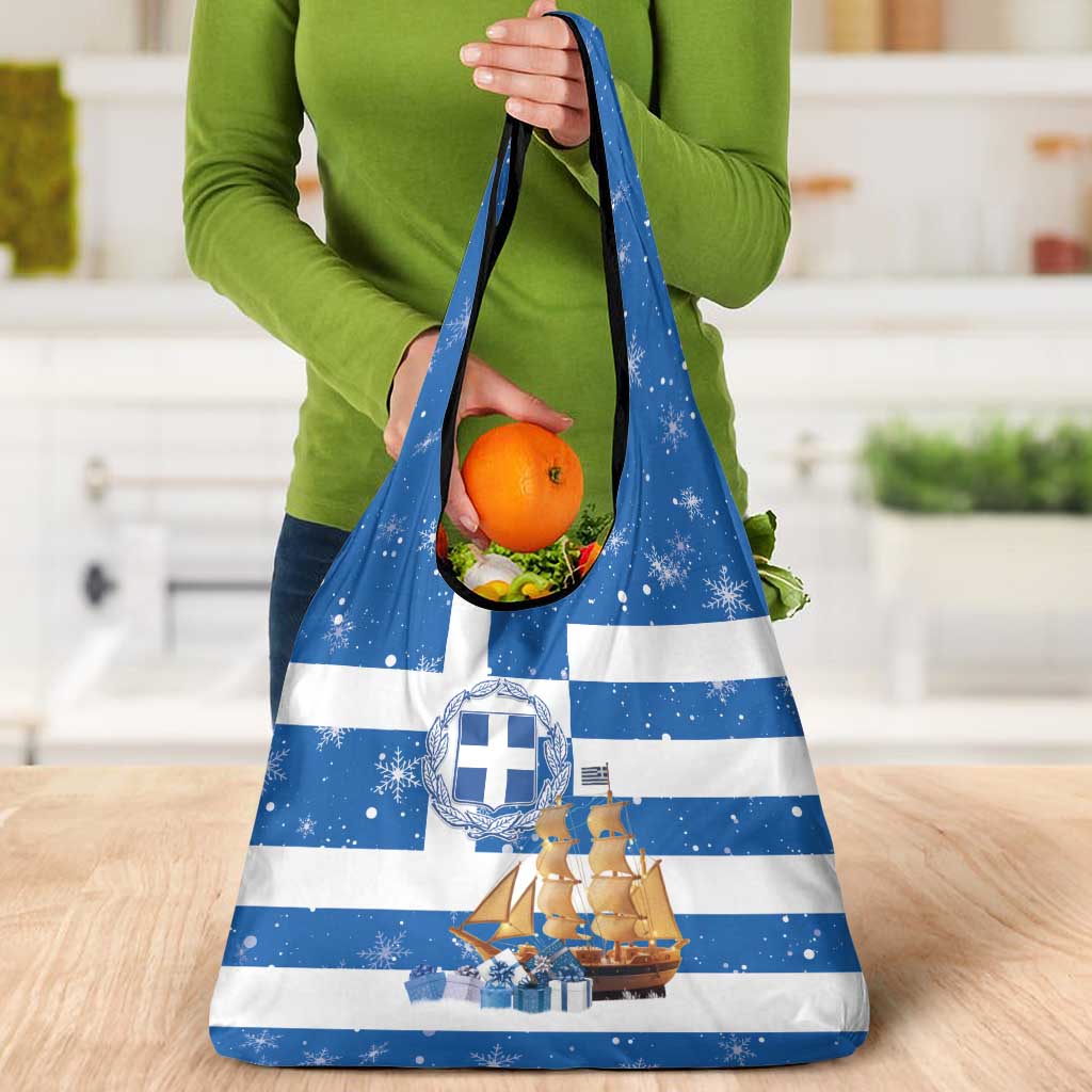 Greece Karavaki Christmas Grocery Bag Merry Chirstmas 2025 - Wonder Print Shop