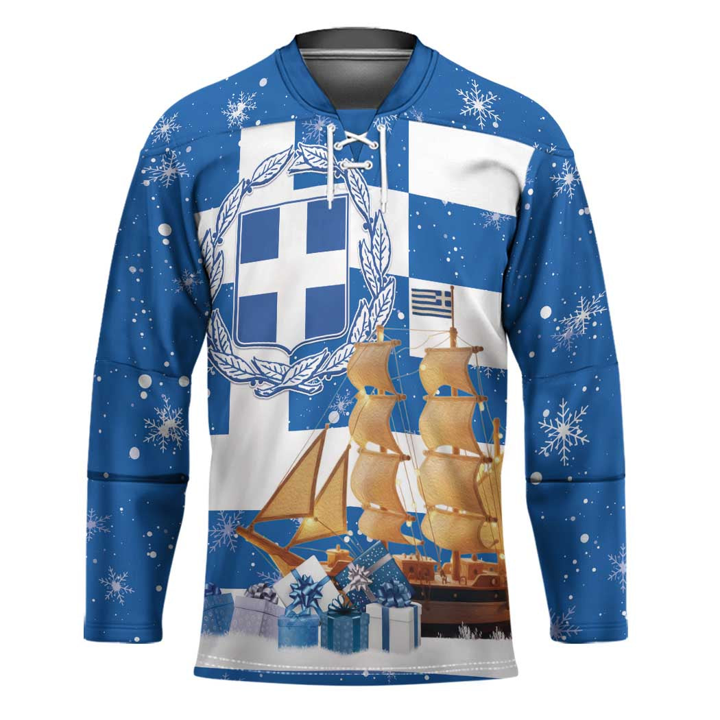 Greece Karavaki Christmas Hockey Jersey Merry Chirstmas 2025 - Wonder Print Shop