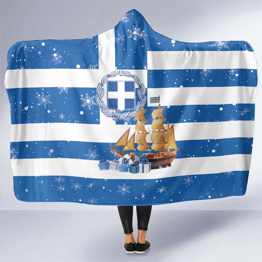 Greece Karavaki Christmas Hooded Blanket Merry Chirstmas 2025 - Wonder Print Shop