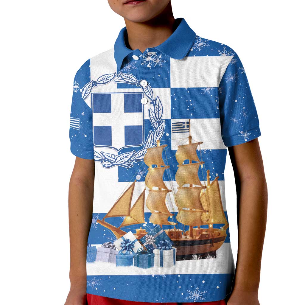 Greece Karavaki Christmas Kid Polo Shirt Merry Chirstmas 2025 - Wonder Print Shop