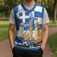 Greece Karavaki Christmas Knitted V-Neck Vest Merry Chirstmas 2025 - Wonder Print Shop