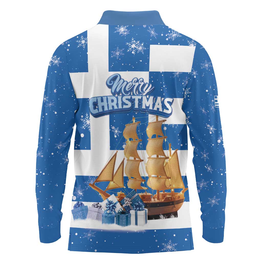Greece Karavaki Christmas Long Sleeve Polo Shirt Merry Chirstmas 2025 - Wonder Print Shop