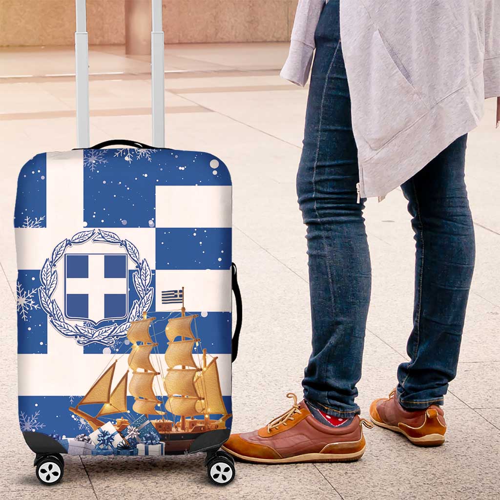 Greece Karavaki Christmas Luggage Cover Merry Chirstmas 2025 - Wonder Print Shop