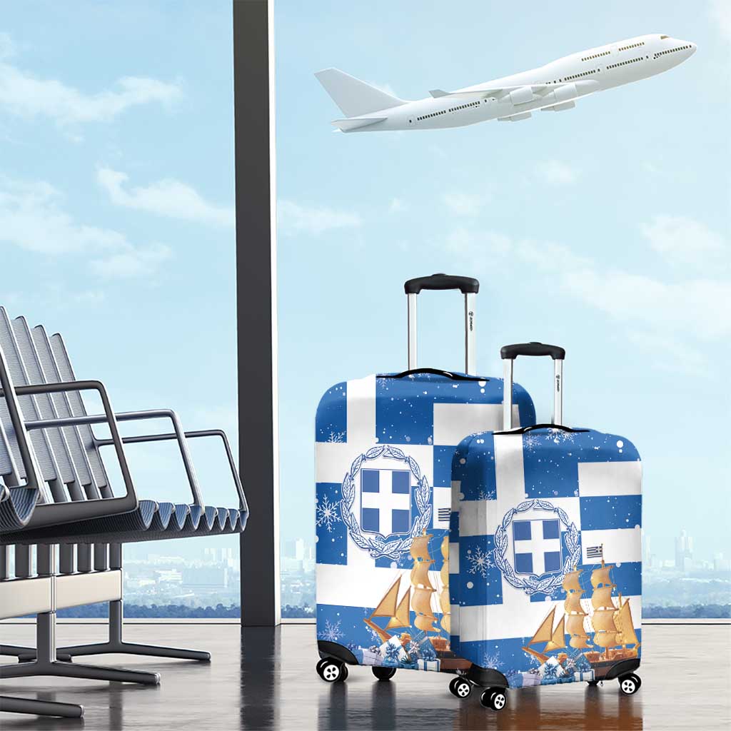 Greece Karavaki Christmas Luggage Cover Merry Chirstmas 2025 - Wonder Print Shop