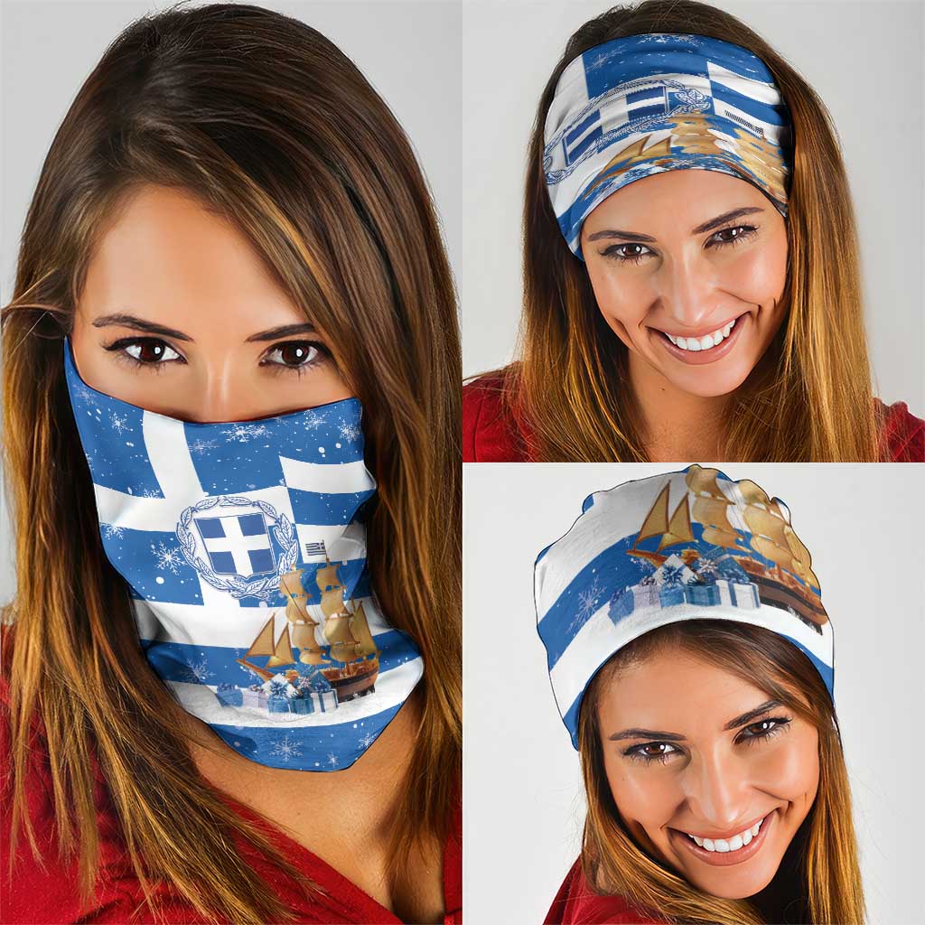 Greece Karavaki Christmas Neck Gaiter Merry Chirstmas 2025 - Wonder Print Shop