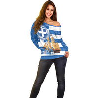 Greece Karavaki Christmas Off Shoulder Sweater Merry Chirstmas 2025 - Wonder Print Shop