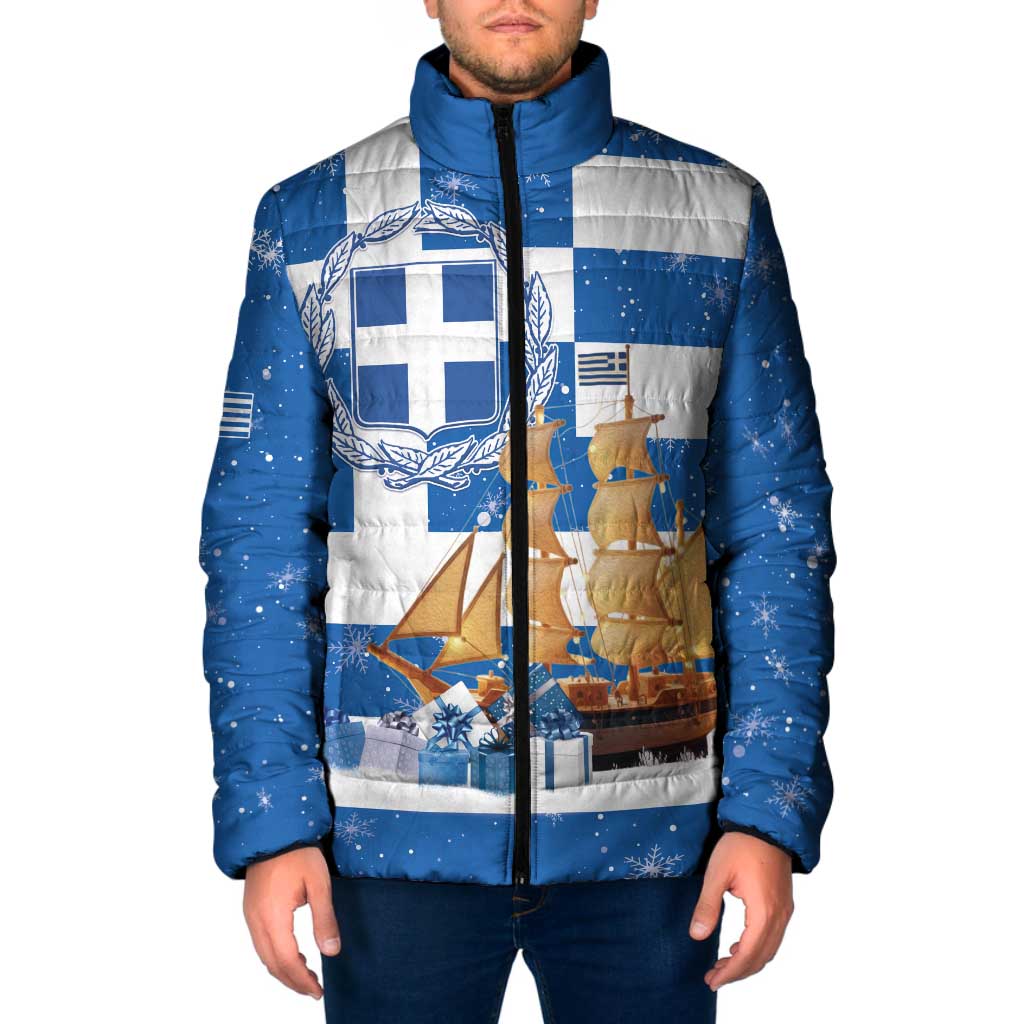 Greece Karavaki Christmas Padded Jacket Merry Chirstmas 2025 - Wonder Print Shop