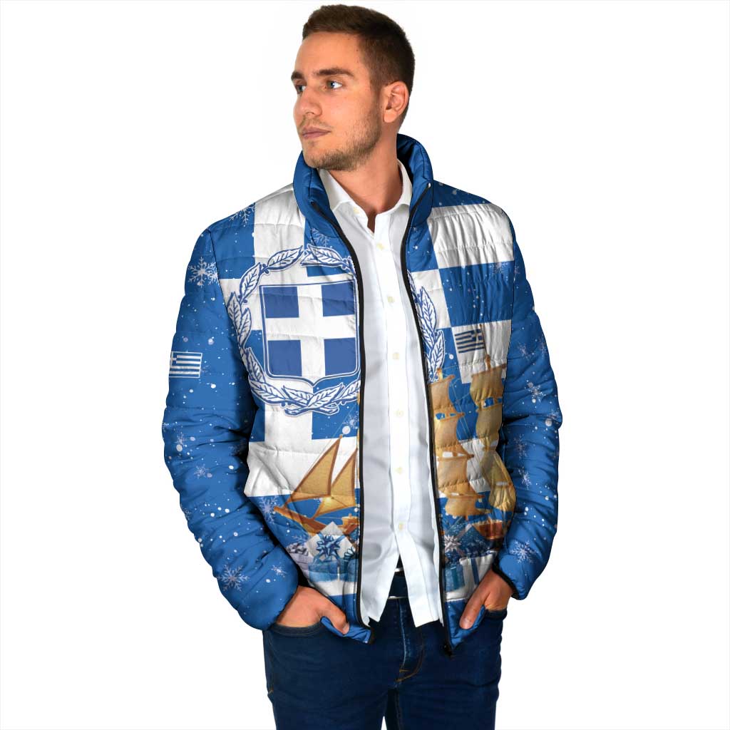Greece Karavaki Christmas Padded Jacket Merry Chirstmas 2025 - Wonder Print Shop