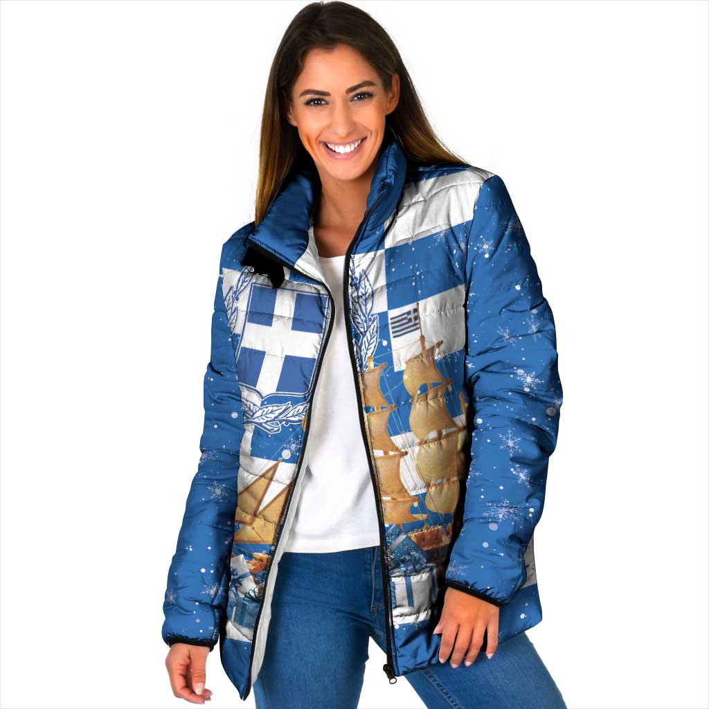 Greece Karavaki Christmas Padded Jacket Merry Chirstmas 2025 - Wonder Print Shop