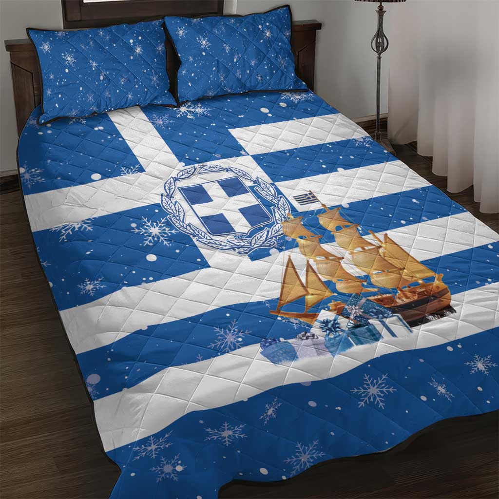 Greece Karavaki Christmas Quilt Bed Set Merry Chirstmas 2025 - Wonder Print Shop