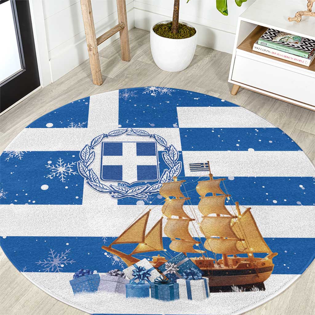 Greece Karavaki Christmas Round Carpet Merry Chirstmas 2025 - Wonder Print Shop