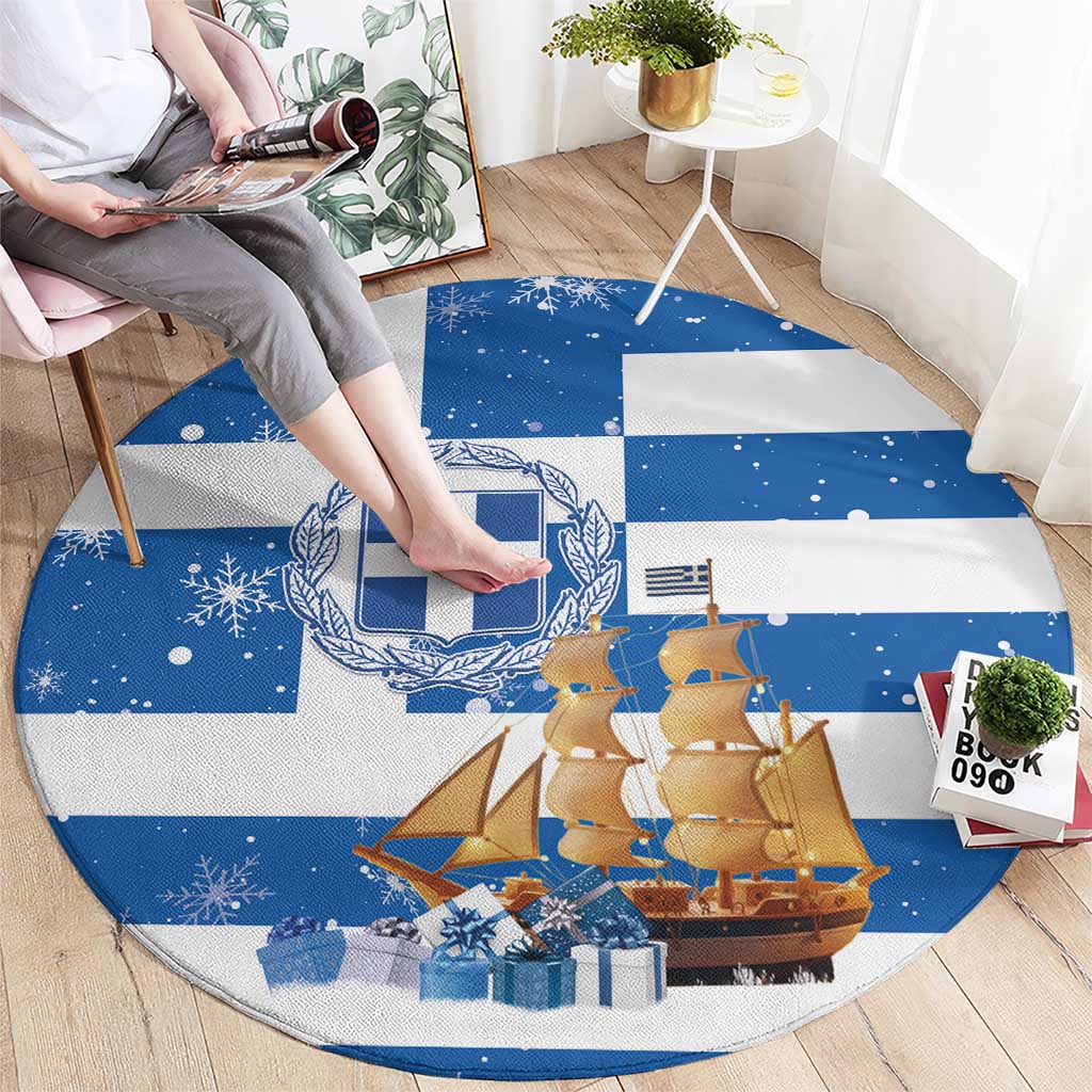 Greece Karavaki Christmas Round Carpet Merry Chirstmas 2025 - Wonder Print Shop