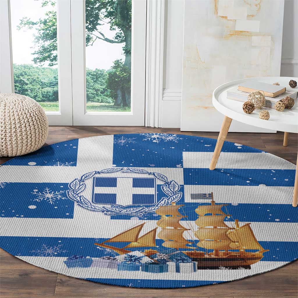 Greece Karavaki Christmas Round Carpet Merry Chirstmas 2025 - Wonder Print Shop