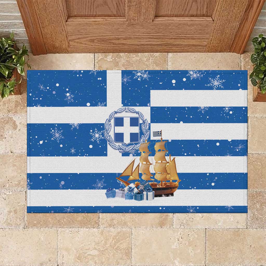 Greece Karavaki Christmas Rubber Doormat Merry Chirstmas 2025 - Wonder Print Shop