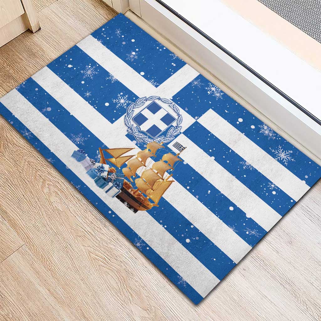 Greece Karavaki Christmas Rubber Doormat Merry Chirstmas 2025 - Wonder Print Shop