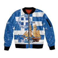 Greece Karavaki Christmas Sleeve Zip Bomber Jacket Merry Chirstmas 2025 - Wonder Print Shop