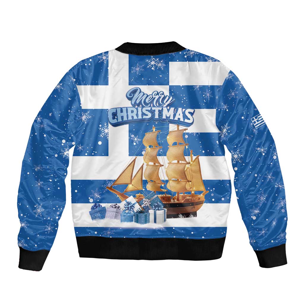 Greece Karavaki Christmas Sleeve Zip Bomber Jacket Merry Chirstmas 2025 - Wonder Print Shop