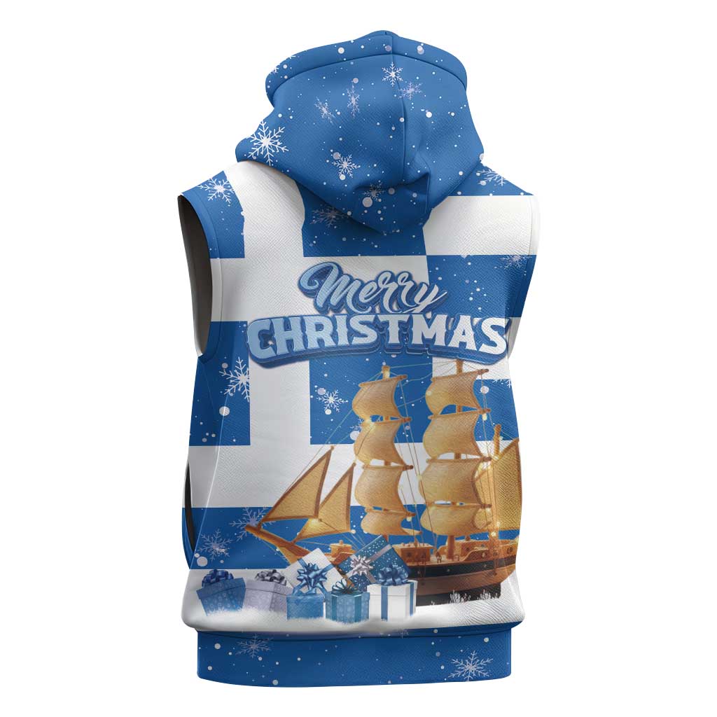 Greece Karavaki Christmas Sleeveless Hoodie Merry Chirstmas 2025 - Wonder Print Shop