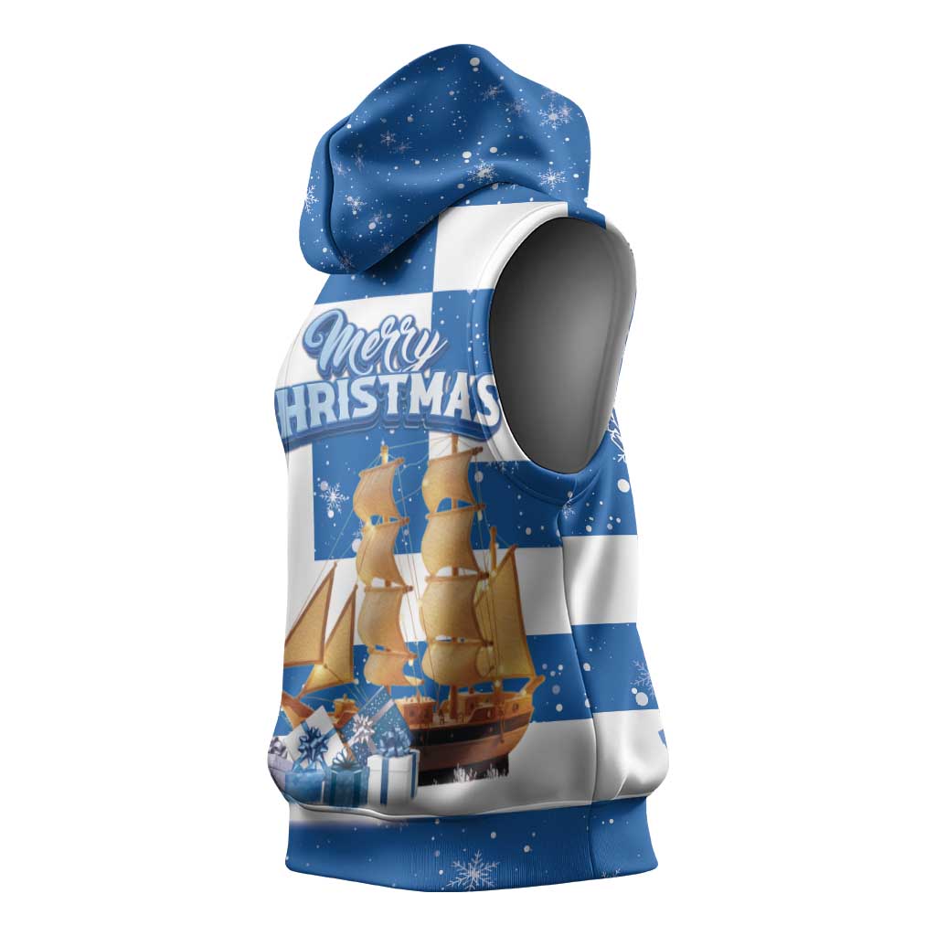 Greece Karavaki Christmas Sleeveless Hoodie Merry Chirstmas 2025 - Wonder Print Shop