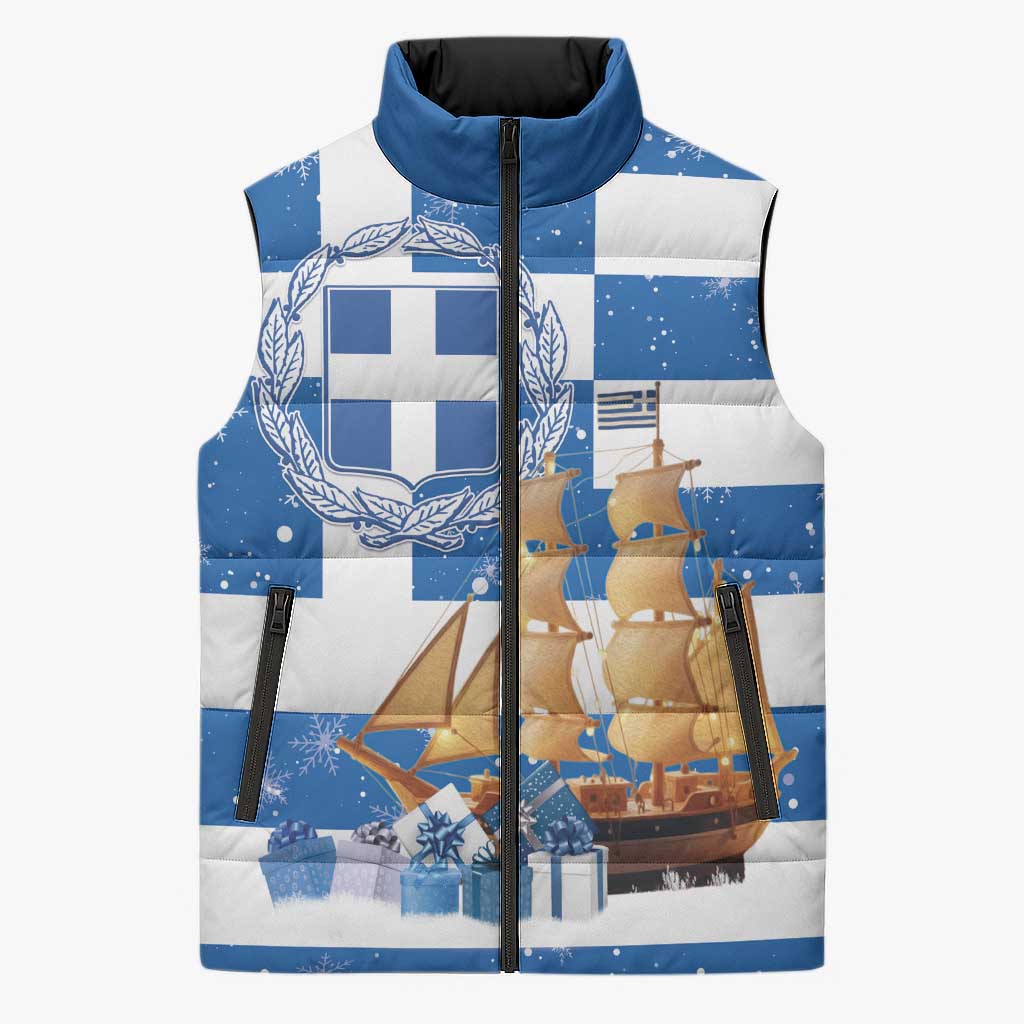 Greece Karavaki Christmas Sleeveless Puffer Jacket Merry Chirstmas 2025 - Wonder Print Shop